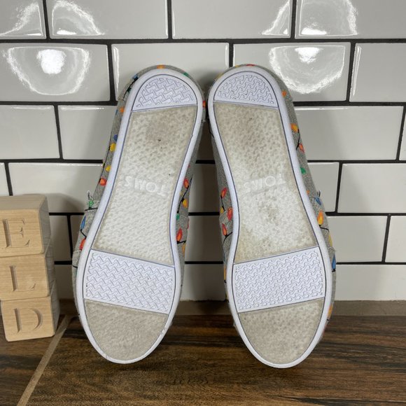 TOMS Classic Women's Size 5 Shoes Gray Glow In The Dark Tree Lights Slip On Flat - Picture 8 of 12